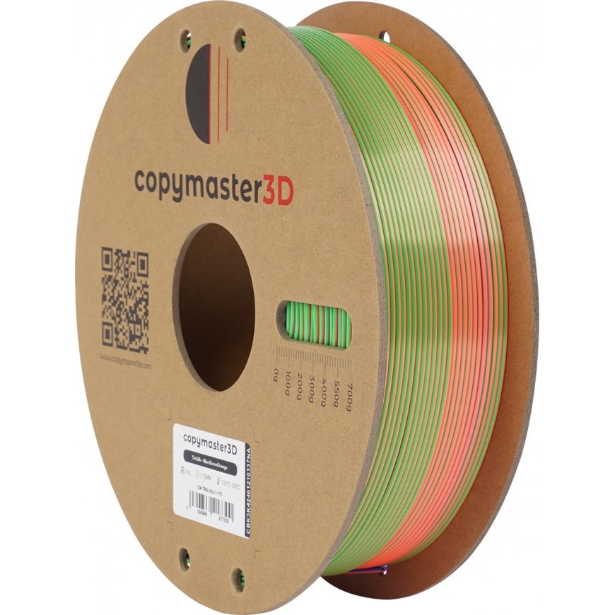 Copymaster3D Tri-Silk filament for 3D printer, 1.75 mm, blue/ green/ orange – 3