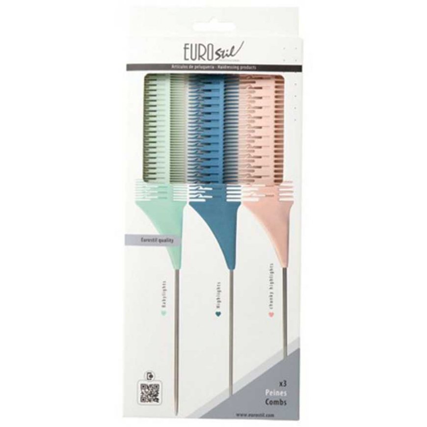 Eurostil Colors Set Peines Mechas 3un