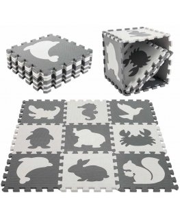 Ikonk Foam puzzle mat for children 9 el. black-ecru 85cm x 85cm x 1cm