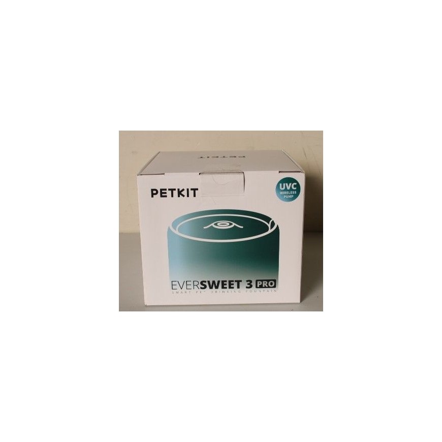 SALE OUT. Eversweet 3 Pro Drinking Fountain, UVC Wireless Pump, White,UNPACKED, USED, SCRATCHED VESSEL | Smart Pet Drinking Foun