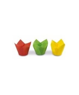 Tulip shaped paper cupcake tins 12 pcs coloured Easy Bake Ø 7.5