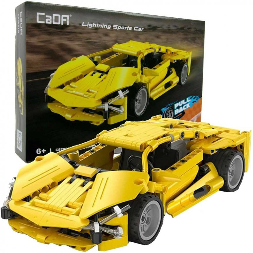 Klocki konstrukcyjne CaDA Samochód sportowy rycksowy 24 cm Auto Lightning Sports Car with disc drive pull back 357 parts – 2