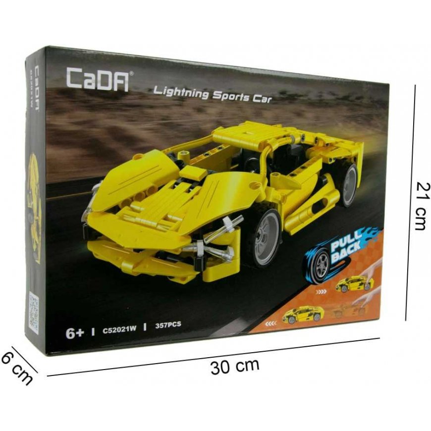 Klocki konstrukcyjne CaDA Samochód sportowy rycksowy 24 cm Auto Lightning Sports Car with disc drive pull back 357 parts – 3