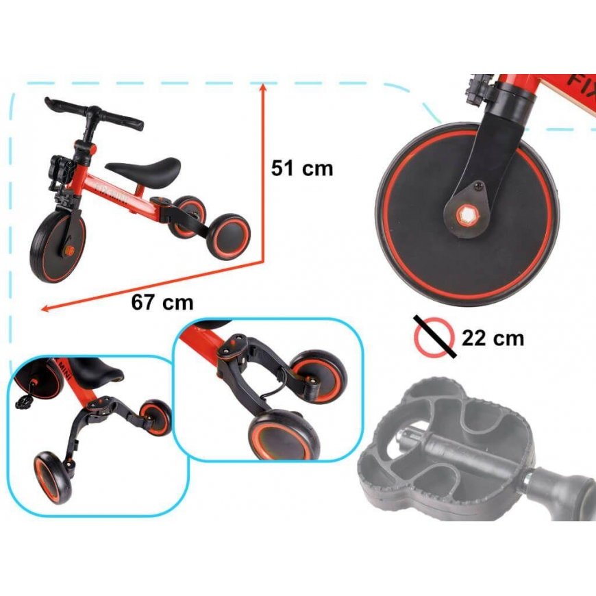Trike Fix Balance tricycle - bicycle with pedals 3 in 1, red – 4