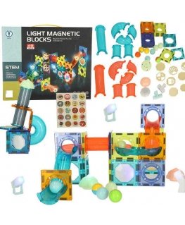 Ikonk Šviečiantis magnetinis marmurinis rutuliukų takelis 49 elementai
