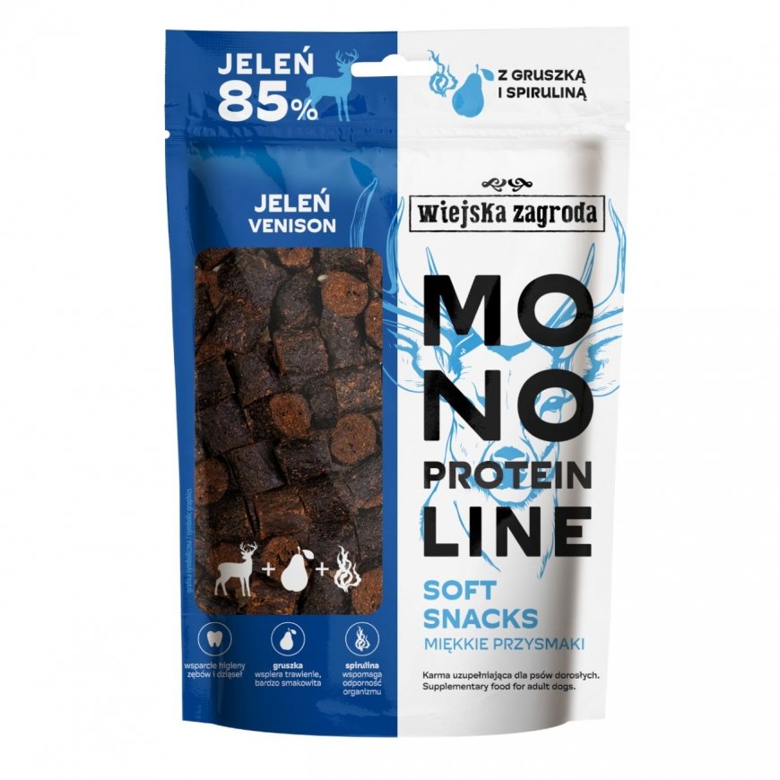 WIEJSKA ZAGRODA Monoproteinowy soft snacks Jeleń (dorosły) - Przysmak dla psa - 115g