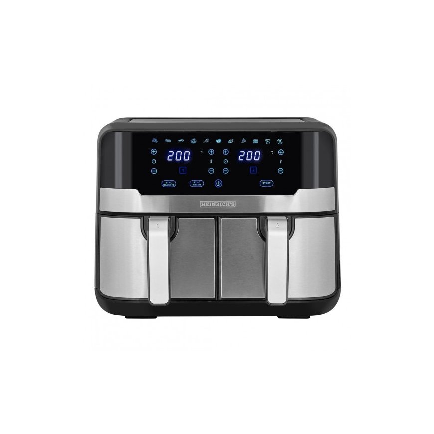 Heinrich‘’s HFR 8214 Double hot air fryer 2 x 4.5 l 9.0 l 1300-2400 W Black - Silver