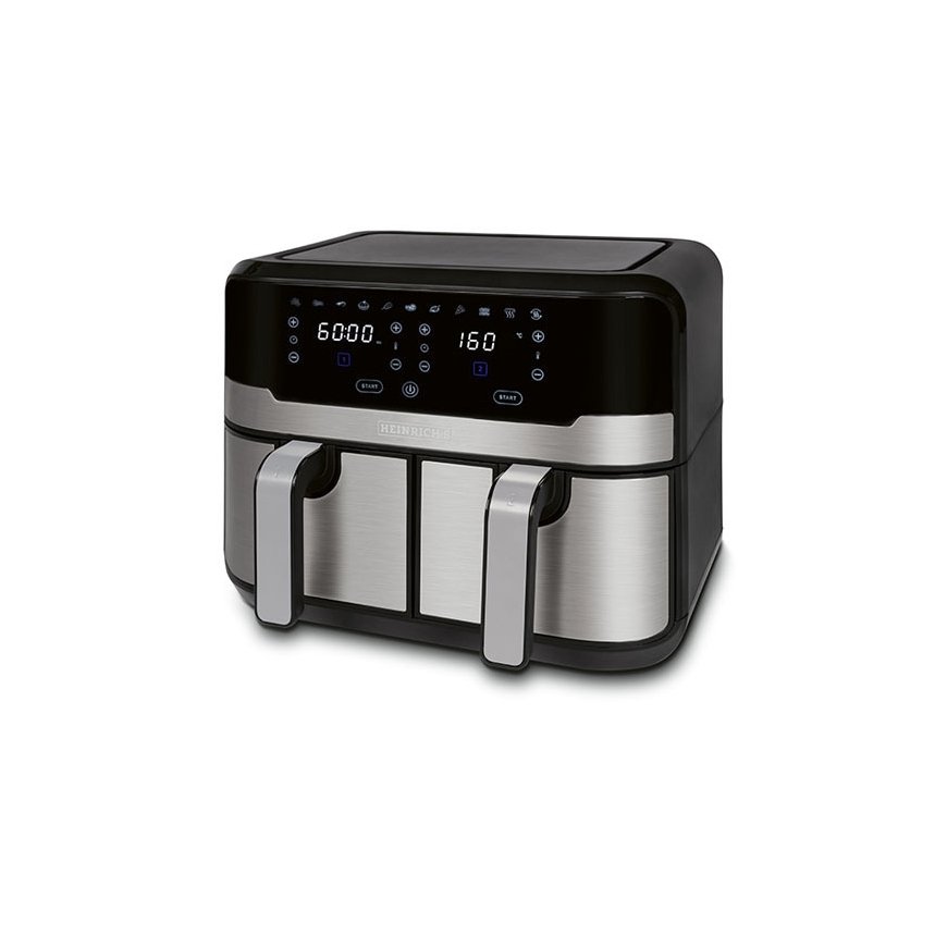 Heinrich‘’s HFR 8214 Double hot air fryer 2 x 4.5 l 9.0 l 1300-2400 W Black - Silver – 2