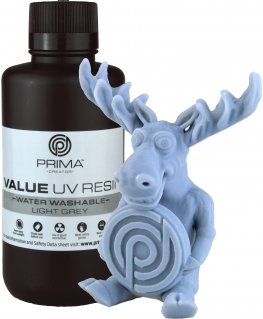 PrimaCreator Value Water Washable UV Resin for 3D printer, 500 ml, light gray