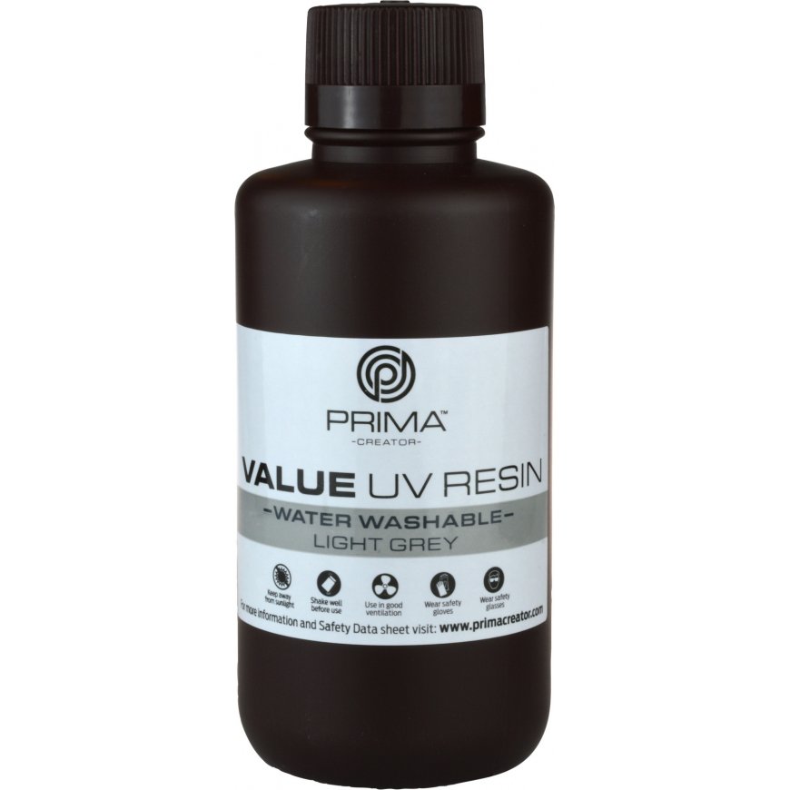 PrimaCreator Value Water Washable UV Resin for 3D printer, 500 ml, light gray – 2