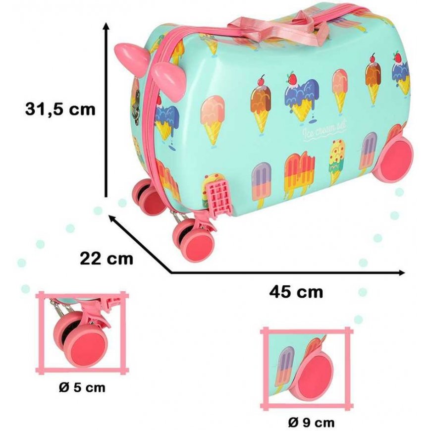 Children's travel suitcase on wheels with ice cream – 4