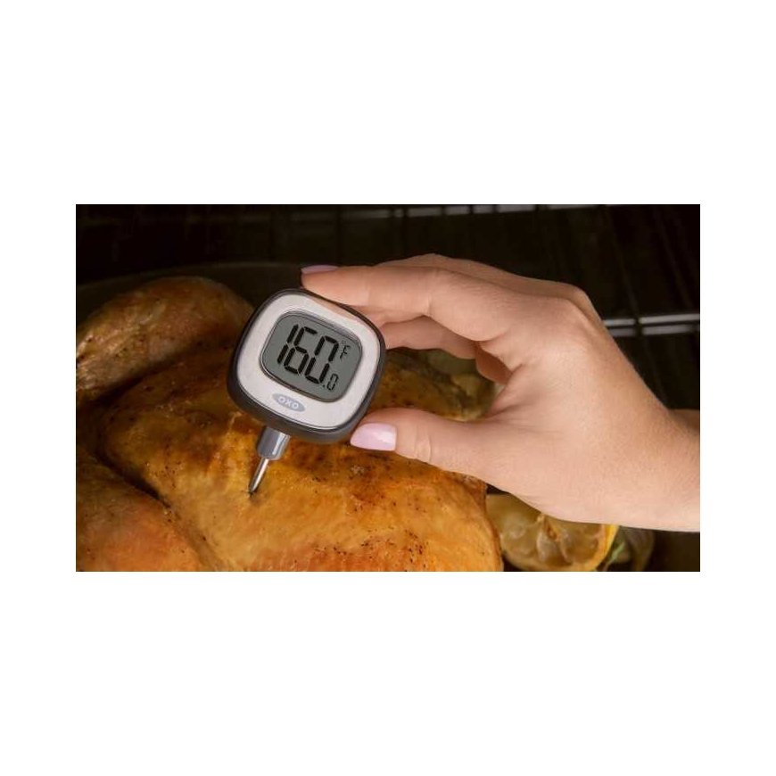 OXO digital thermometer, steel, good handles