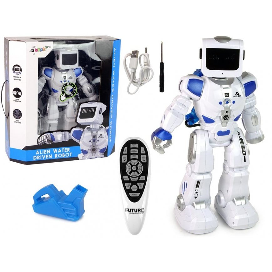 Lean Toys Pažangus interaktyvus vandeniu varomas robotas! Nuotoliniu būdu valdomas! Vandens ateivių robotas