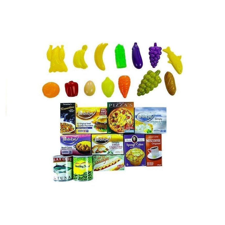 Lean Cars Lean Toys Parduotuvės vežimėlis + 25 žaislinis maistas – 2