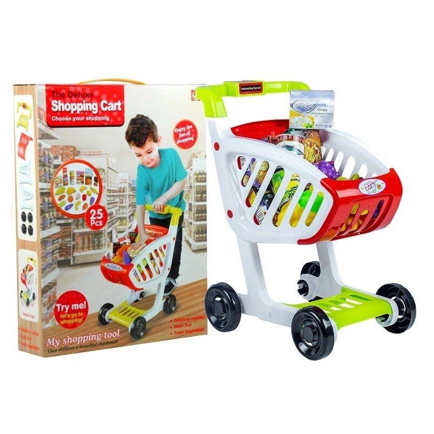 Lean Cars Lean Toys Parduotuvės vežimėlis + 25 žaislinis maistas – 3