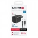 Swissten Travel Charger GaN USB-C 20W PD + Data Cable USB-C-USB-C 1.2m Swissten Travel Charger GaN USB-C 20W PD + Data Cable USB-C-USB-C 1.2m