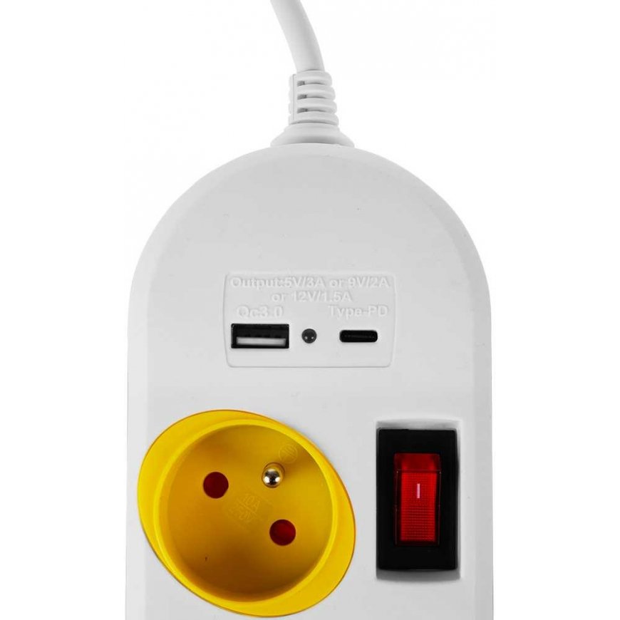 Maclean maitinimo juostelė, ilgintuvas 4 lizdai + USB A / C, su jungikliais, 250VAC/10A, 1,5m, balta, MCE508 W – 3