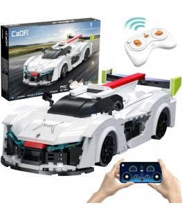 Klocki konstrukcyjne CaDA Samochód zdalnie sterowany Shelf car 20 cm White Pininfarina H2 Speed Chassis 296 parts RC Dual Mode