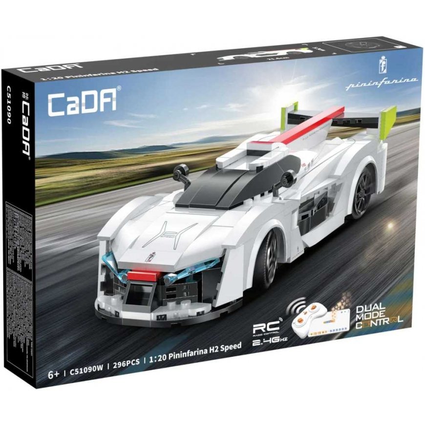 Klocki konstrukcyjne CaDA Samochód zdalnie sterowany Shelf car 20 cm White Pininfarina H2 Speed Chassis 296 parts RC Dual Mode – 5