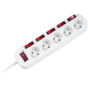 Rebel power extension cable with 6 switches, 5 sockets - 1.5 m