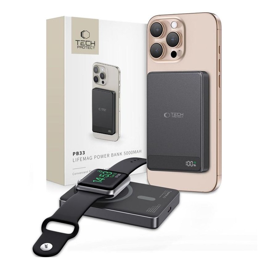 TECH-PROTECT PB33 LIFEMAG MAGSAFE POWER BANK 5000MAH BLACK – 2