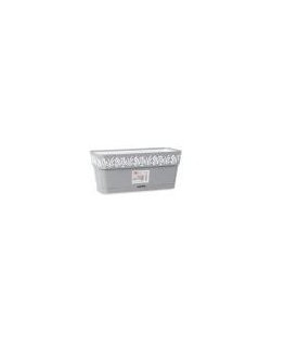 Flower box with tray Gaia 30x13x12cm grey