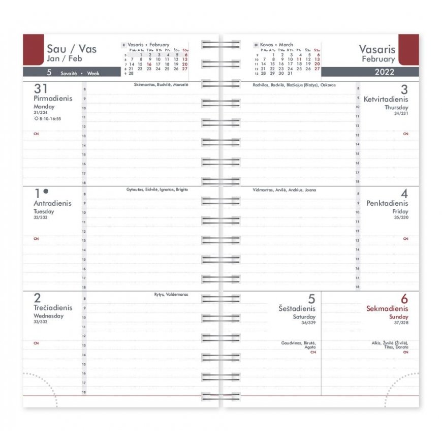 Timer Calendar MIDI FLEX Spirex 2024, 100 x 170 mm, PU, black – 2