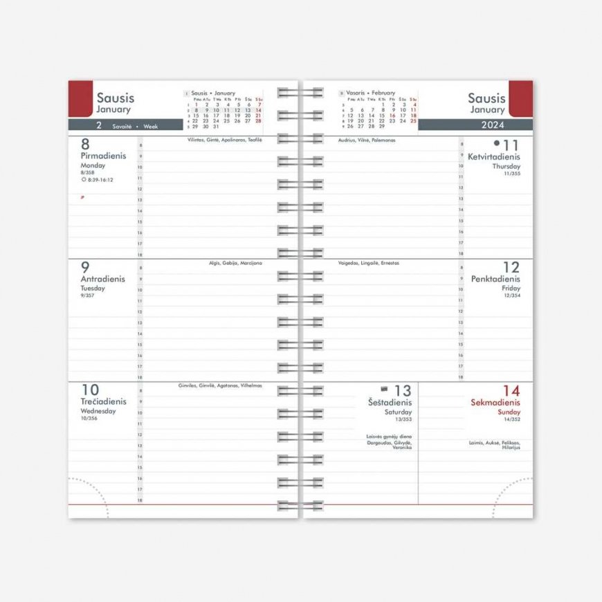 Timer Calendar MIDI FLEX Spirex 2024, 100 x 170 mm, PU, gray sp. – 3