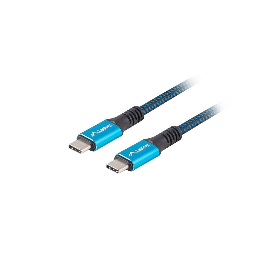 Lanberg CA-CMCM-45CU-0005-BK USB-kaapeli USB4 Gen 2x2 0,5 m USB C musta, Sininen