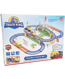 EXTRALINK KIDS KOLEJKA ELEKTRYCZNA TRACK KING Z LOKOMOTYWĄ I SAMOCHODZIKIEM NA BATERIE