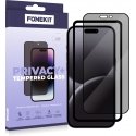 FoneKit Privacy+ Full Cover Tempered Glass, iPhone 16 Pro Max, Black