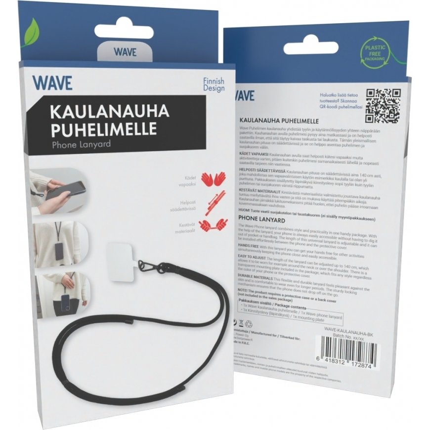 Wave puhelimen kaulanauha, musta – 2