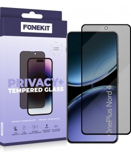 FoneKit Privacy+ Full Cover Tempered Glass, OnePlus Nord 4, Black