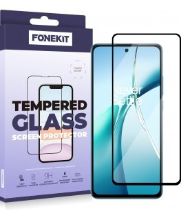 FoneKit Full Cover -panssarilasi, OnePlus Nord CE4 Lite, musta
