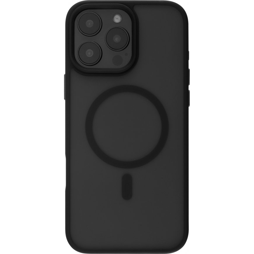 FoneKit MagSafe-yhteensopiva Soft Touch -suojakuori, iPhone 16 Pro Max, musta/harmaa