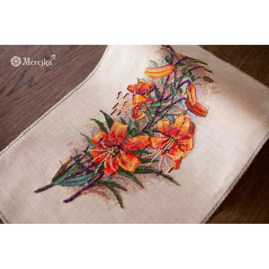 Merejka Ancient Lilies SK90A Aida 16 Cappuccino