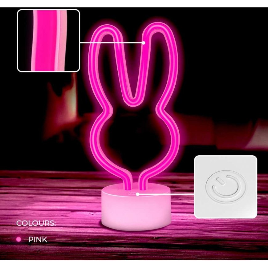 Neoninis LED ant stovo RABBIT rožinis USB-C FSC-10 Forever Light – 3