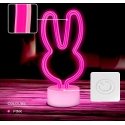 Neoninis LED ant stovo RABBIT rožinis USB-C FSC-10 Forever Light