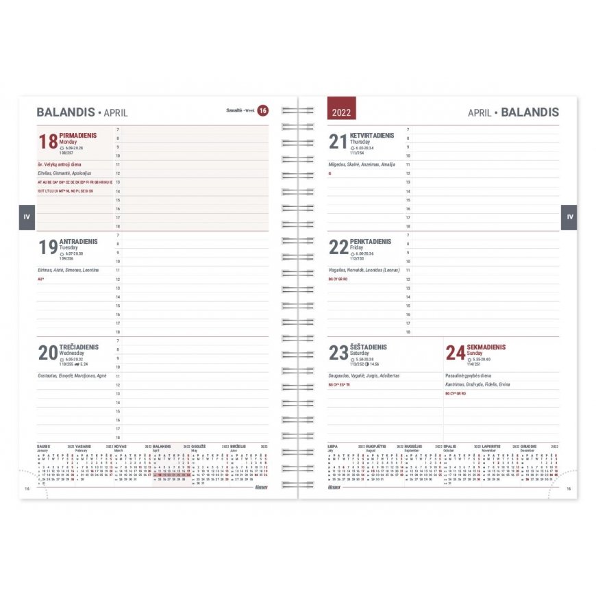 Timer Calendar MANAGER Spirex Week 2024, A5, PU, dark blue – 2