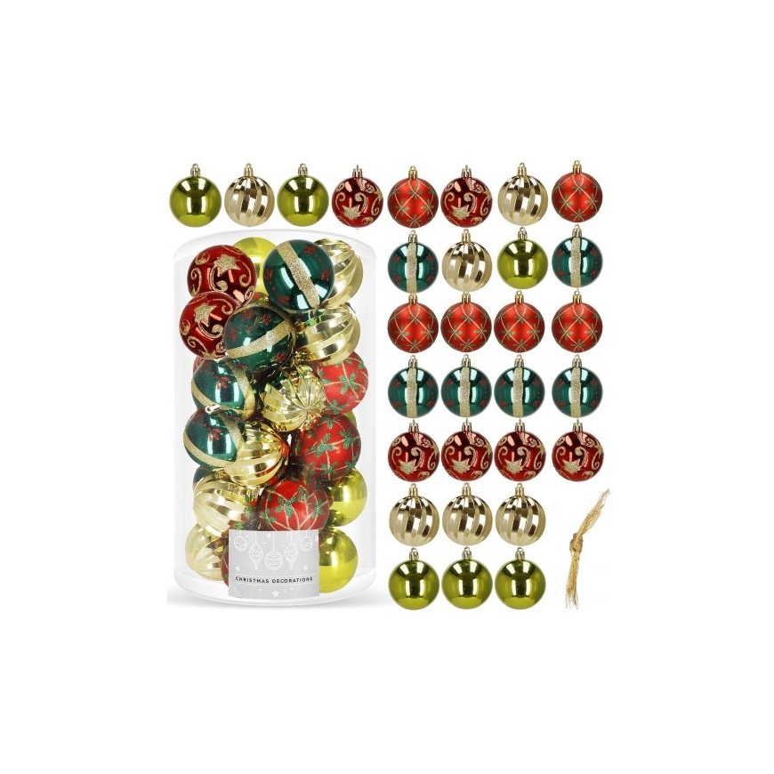 Christmas Decoration BOMBKA DEKORACYJNA PLASTIKOWA 6CM SET 35 SZT ZŁOTA