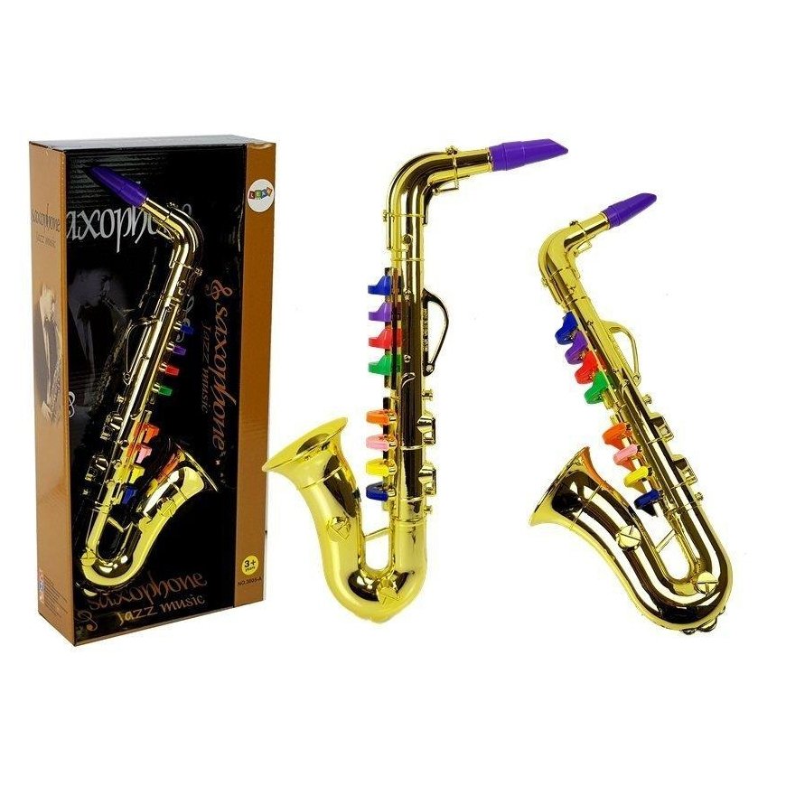 Lean Toys Zabawkowy Saxofon instrument gold color – 2