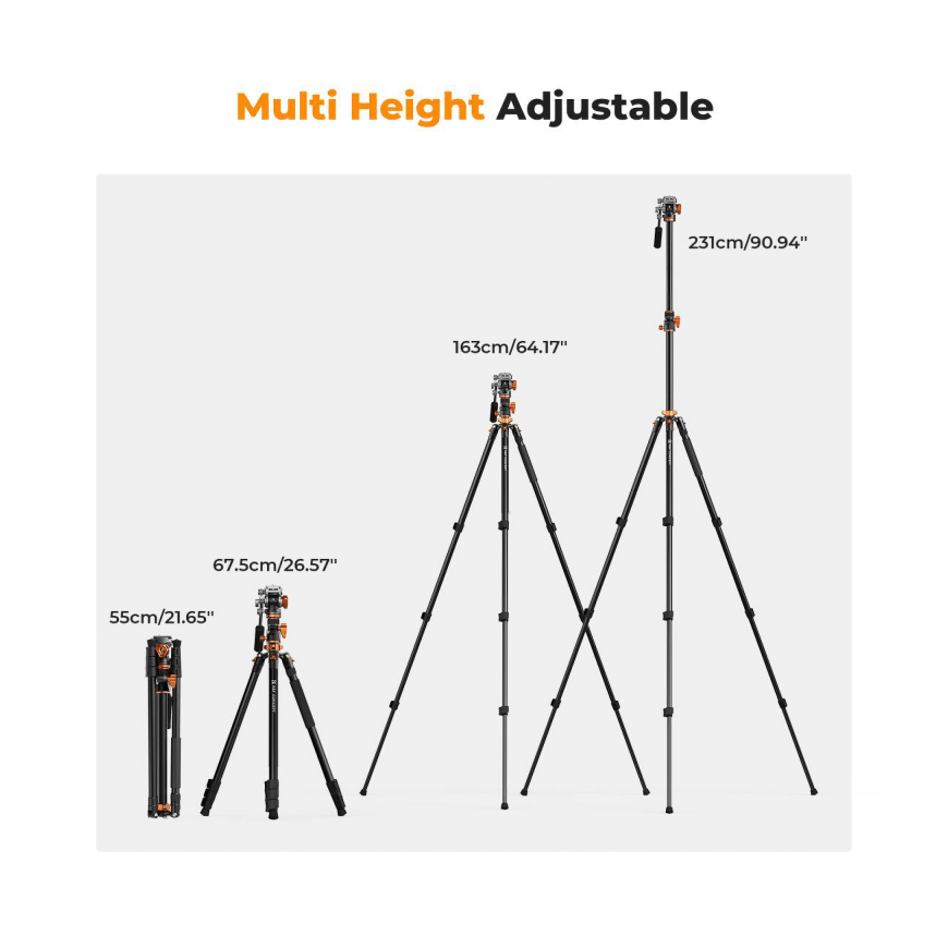 Kampf K&F Concept T254A7 video tripod with FH-03 head – 2