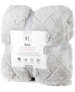 Eurofirany Koc narzuta 150x200 Caro sidabrinė su mikrofibry D91