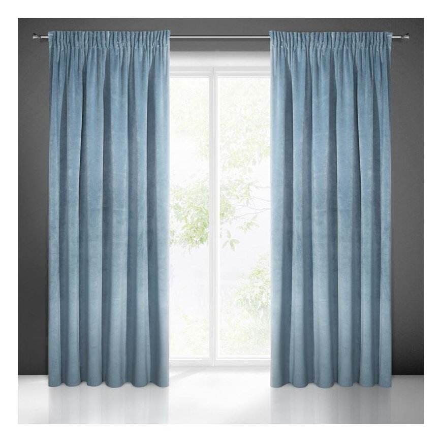 Night curtain made of soft velvet Eurofirany DIVA LINE RIA 140X270 cm, tape/tunnel/hooks, 300g/m2, color: blue