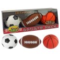 Lean Toys Set of soft 3in1 sports football, basketball and baseball balls