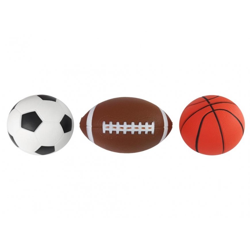 Lean Toys Set of soft 3in1 sports football, basketball and baseball balls – 3