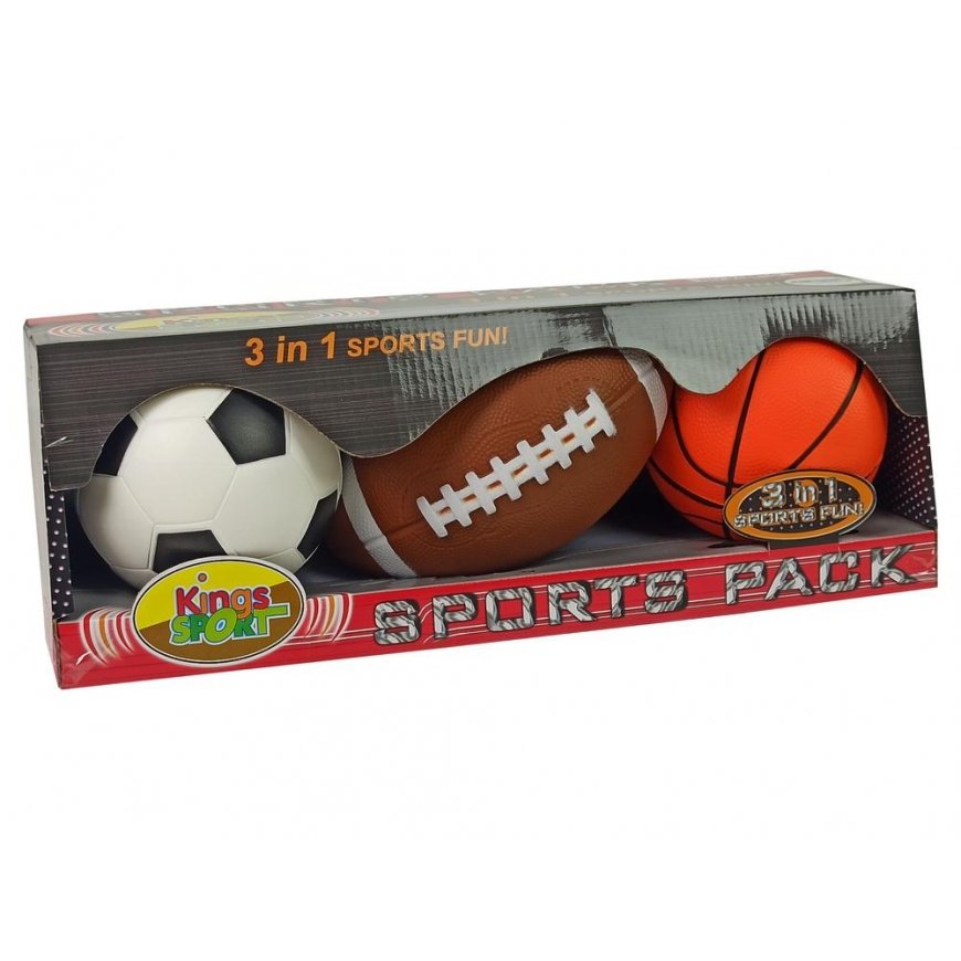 Lean Toys Minkštų 3in1 sportinių futbolo, krepšinio, beisbolo kamuoliukų rinkinys – 4