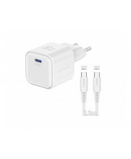 Swissten Travel Charger GaN USB-C 20W PD + Data Cable USB-C-USB-C 1.2m