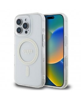 - Guess IML Glitter Ring MagSafe Case for iPhone 16 Pro Max Transparent