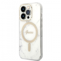 Case Set Guess GUBPP14LHMEACSH Case+ Charger iPhone 14 Pro 6.1" white/white hard case Marble MagSafe